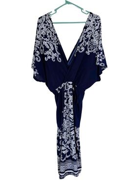 3/$20 Just Love Navy Blue and White Paisley Dress